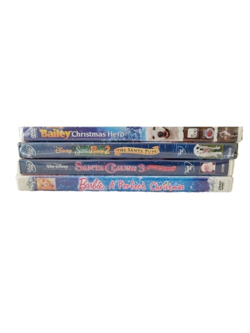 4 Sealed Children’s DVD Christmas Movies Barbie Santa Paws 2 Santa Clause 3 NEW